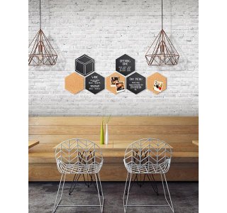 Kork und Kreidetafel Hexagons