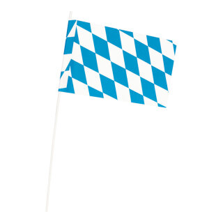 Fan "Bavaria"  - Material: paper  with plastic stem - Color: white/blue - Size: 12x22cm
