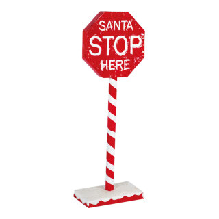 Stoppschild aus Blech, »Santa STOP here«     Groesse: 90x30cm    Farbe: rot/weiß
