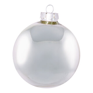 Christmas balls silver shiny made of glass 6 pcs./blister - Material:  - Color: shiny silver - Size: Ø 8cm