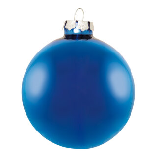 Christmas balls blue matt made of glass 6 pcs./blister - Material:  - Color: matt blue - Size: Ø 8cm