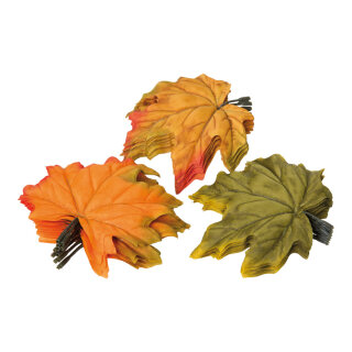 Maple leaves 36pcs./bag - Material: assorted artificial silk - Color: green/orange - Size:  X 13cm