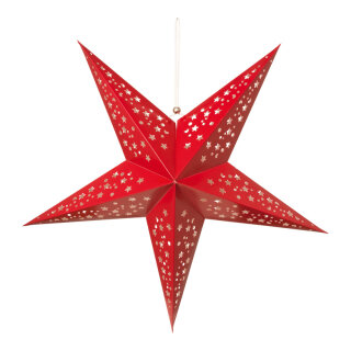 Faltstern 5-zackig, mit Lochmuster, Papier     Groesse: Ø 60cm    Farbe: rot