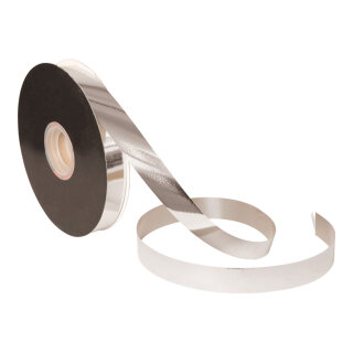 Ribbon  - Material: 110-120my PP-plastic - Color: silver - Size: 19mm breit X 90m