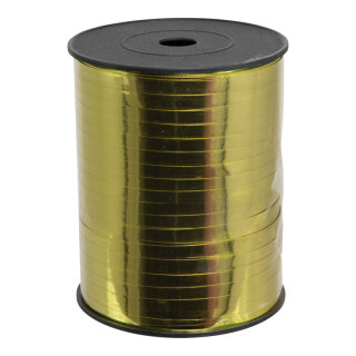 Ribbon  - Material: 110-120my PP-plastic - Color: gold - Size: 5mm breit X 450m