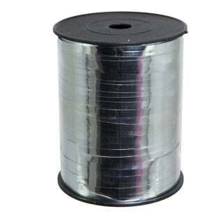 Geschenkband 110-120my, PP-Kunststoff     Groesse: 5mm breit, 450m    Farbe: silber