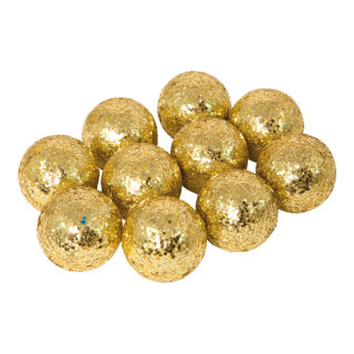 Glitterkugeln, 24Stck./Blister, Größe: Ø 3cm, Farbe: gold