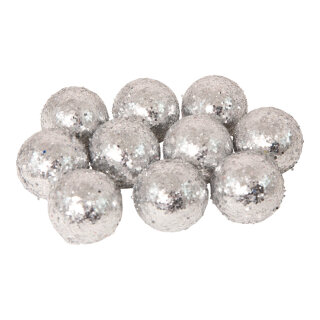 Balls with glitter 24pcs./blister - Material: styrofoam - Color: silver - Size: Ø 3cm