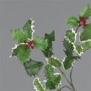 Ilexzweig 3-fach, mit Beeren, Kunststoff     Groesse: 60x20cm    Farbe: grün/rot