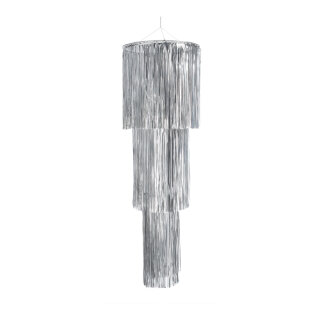 Lamettahänger Metallfolie     Groesse:Ø 40cm+30cm+20cm, 120cm    Farbe:silber   Info: SCHWER ENTFLAMMBAR