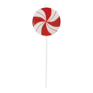 Lolly  - Material: with glitter plastic - Color: white/red - Size: Ø 15cm X 43cm