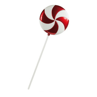 Lolli beglittert, Kunststoff     Groesse: Ø 30cm, 110cm    Farbe: rot/weiß
