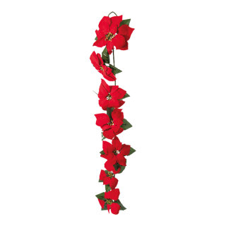 Poinsettiahänger 7-fach, Kunstseide     Groesse: 90cm    Farbe: rot/grün