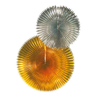 Spitzschnittfächer Metallfolie, schwer entflammbar     Groesse: Ø 60cm    Farbe: gold