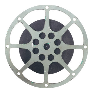 Film spool  - Material: 2cm thick wood with hanging possibility - Color: silver - Size: Ø 36cm