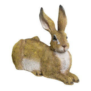 Hase, liegend Polyresin, für Innen und Außen     Groesse: 36x28x16cm    Farbe: braun