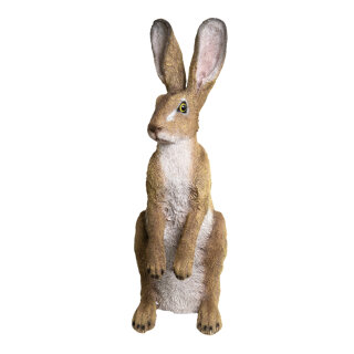 Hase, stehend Polyresin, für Innen und Außen     Groesse: 52x16x24cm    Farbe: braun