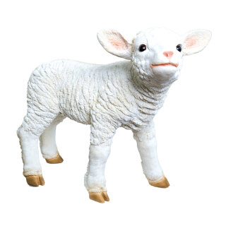Lamm, stehend Polyresin, für Innen und Außen     Groesse: 45x35x17cm    Farbe: weiß