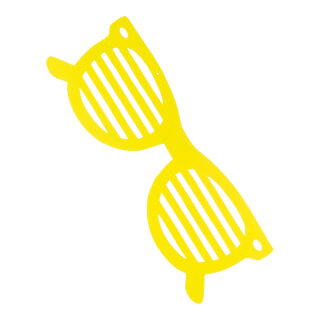 Sonnenbrille aus Karton, doppelseitig, schwer entflammbar nach B1     Groesse: 23x67cm    Farbe: gelb