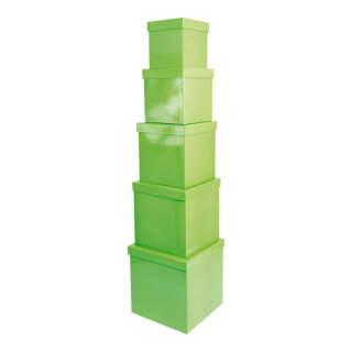 Boxes cube 5pcs./set - Material: nested paper - Color: green - Size: 20cm 18cm 16cm 14cm 12cm