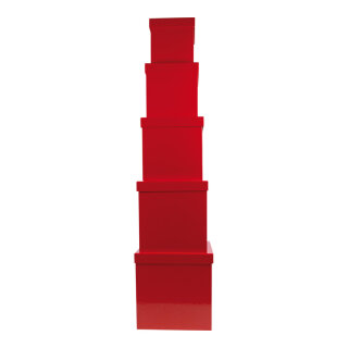 Boxen, würfelförmig, 5Stck./Satz, Größe: 20cm, 18cm, 16cm, 14cm, 12cm Farbe: rot