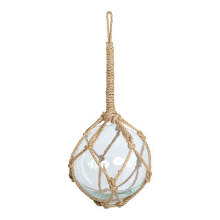 Glaskugel mit Tau Länge inkl. Kordel 36cm     Groesse: Ø 15cm    Farbe: transparent