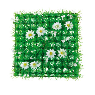 Grass tile »Anemones« PVC, artificial silk     Size: 25x25cm    Color: green/white