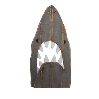 Haikopf Holz     Groesse: 60x33cm - Farbe: grau/weiß