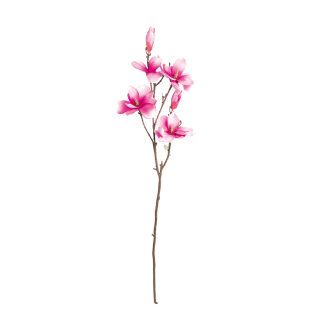 Magnolia twig 4 blossoms, 2 buds, artificial silk     Size: 100cm    Color: pink