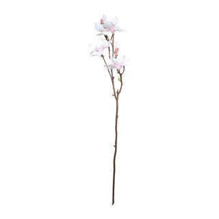 Magnolia twig 4 blossoms, 2 buds, artificial silk     Size: 100cm    Color: white