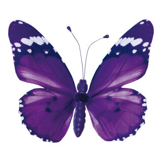 Butterfly with clip  - Material: wings out of paper body out of styrofoam - Color: violet - Size: 20x30cm