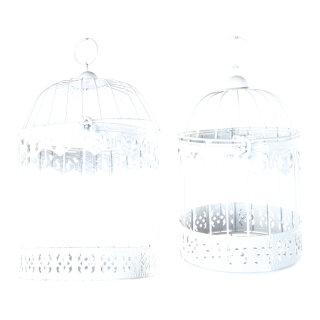 Bird cage 2pcs./set, round, metal     Size: H:40cm Ø24cm, H:30cm Ø19cm    Color: white