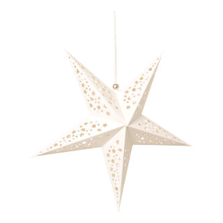 Star foldable  - Material: 5-pointed with hole pattern paper - Color: white - Size: Ø 60cm