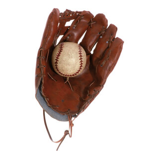 Decoration baseball glove  - Material: with ball artificial leather ball Ø8cm - Color: brown - Size: 25x20cm