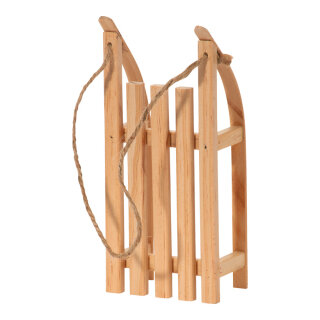 Mini-Schlitten Holz, mit Ziehschnur     Groesse: 20x9x5cm    Farbe: natur