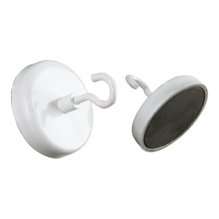 Magnethaken Tragkraft 18kg, rund, Metall     Groesse: Ø 4,5cm    Farbe: weiß