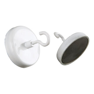 Magnetic hook load capacity up to 4kg, round, metal     Size: Ø 3cm    Color: white