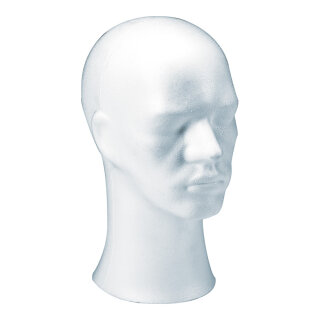 Male head "Phil"  - Material: styrofoam - Color: white - Size: 32x15cm X Kopfumfang 57cm