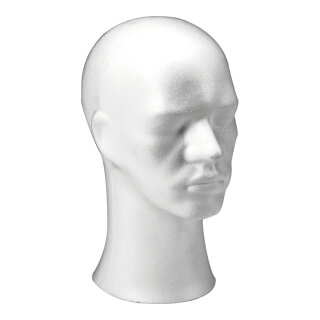 Male head »Phil« styrofoam     Size: 32x15cm    Color: white