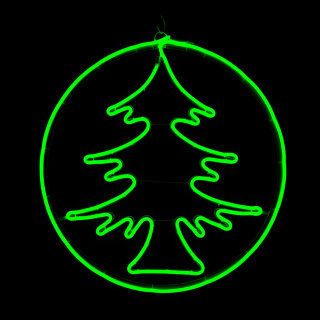 Neonlicht Kreis mit einer Weihnachtsbaum Farbe: grün Größe: 0x0x0x0 Durchmesser: 60 [cm]