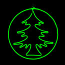 Neon light circle with a Christmas tree Color: green Size: 0x0x0x0 Diameter: 60 [cm]