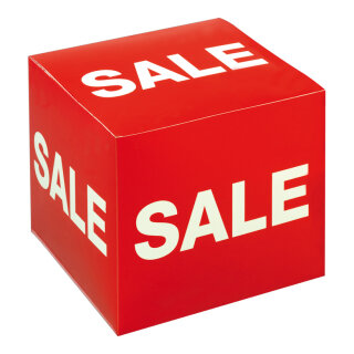 Cube "SALE"  - Material: cardboard - Color: red/white - Size: 22x22x22cm