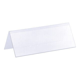 Roof shape price tag PVC     Size: 12x4,5 cm (WxH)    Color: transparent