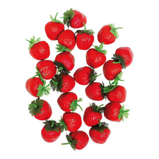 Erdbeeren Kunststoff, 24 Stck./Box     Groesse: Ø 4 cm    Farbe: rot     #