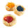 Danish pastry with fruits soft foam, 3 pcs./bag     Size: 9 cm Ø    Color: light brown/multicoloured