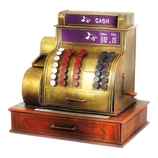 Cash register metal - Material: antique look - Color: gold - Size: 32x32x22 cm