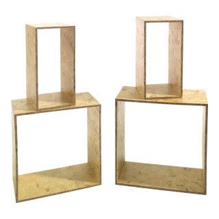 Regalset OSB-Holz     Groesse: 40x40x20cm/37,5cmx37,5x20cm/ 2x 35x17,5x20cm    Farbe: natur