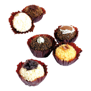 Chocolate truffle soft foam, 6 pieces assorted/box     Size: 5 cm Ø    Color: brown