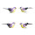 Vögel Schaum/Federn, 4 Stk./Satz     Groesse: 9,5x3,5 x4,5 cm    Farbe: flieder     #