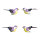 Vögel Schaum/Federn, 4 Stk./Satz     Groesse: 9,5x3,5 x4,5 cm    Farbe: flieder